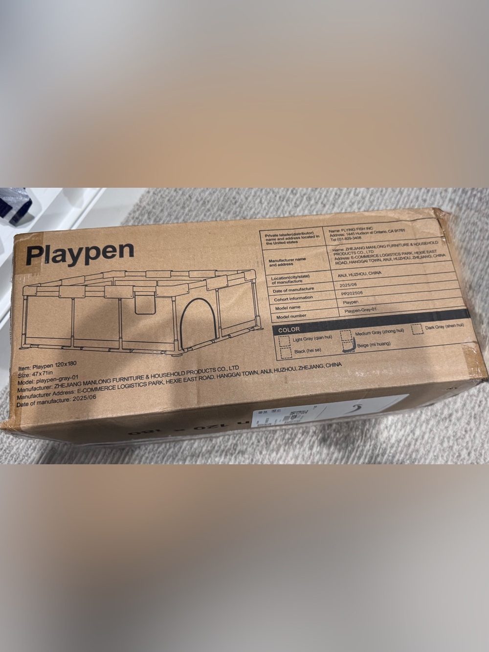Foldable Pet Playpen in Black and Light Gray